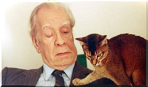 Jorge Luis Borges with his cat