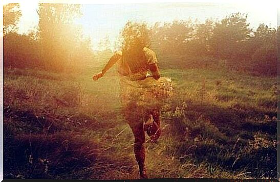 woman running in nature