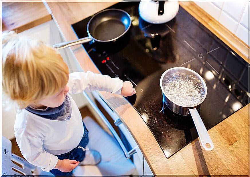 child in the kitchen