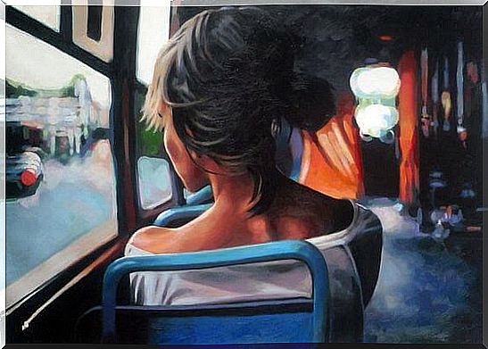 bus-woman-thinking-of-falling in love