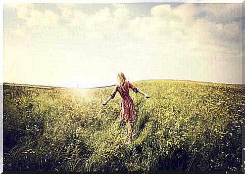 woman in flower field